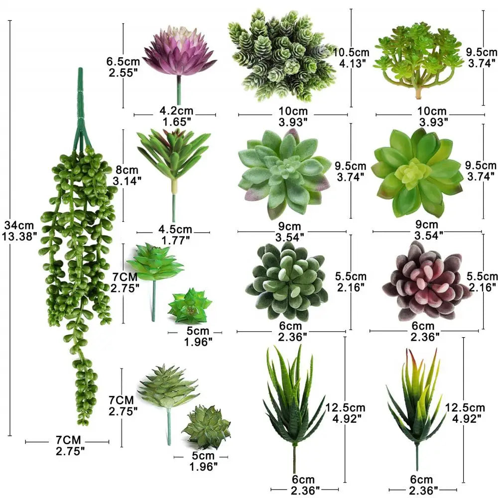 Artificial Succulent Plants-16 Pcs Set Faux Fake Succulents Plants,Crafting DIY Floral Decor for Garden Office(High Realistic) - Home Fusion