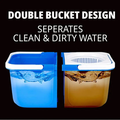Automatic Spin Mop and Bucket Set Microfiber Washable Head Dual Bucket Design Easy Storage Quick Drainage As Seen On TV Home Fusion