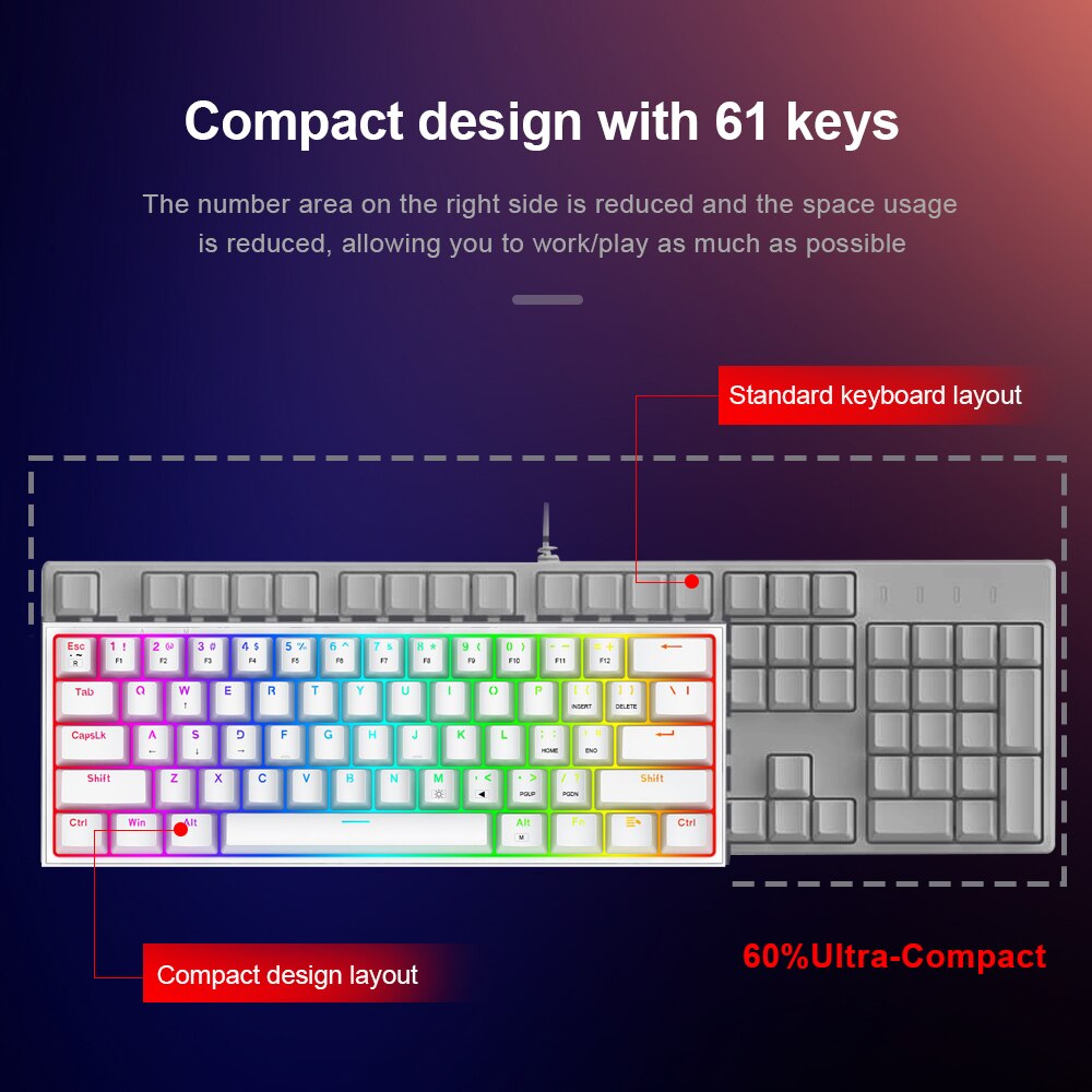 Mini Mechanical Gaming Wired Keyboard - Home Fusion