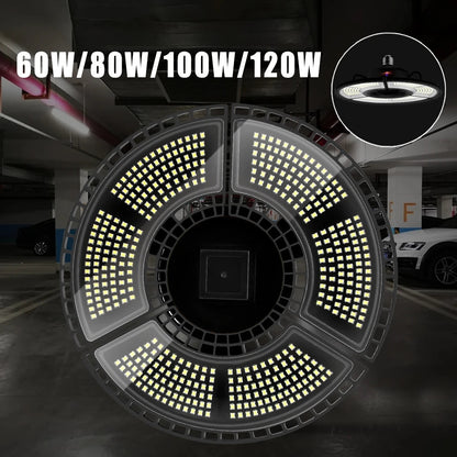 LED Deformable Garage Light 60W-120W - E26/E27 Waterproof High Bay Ceiling Lamp - Home Fusion