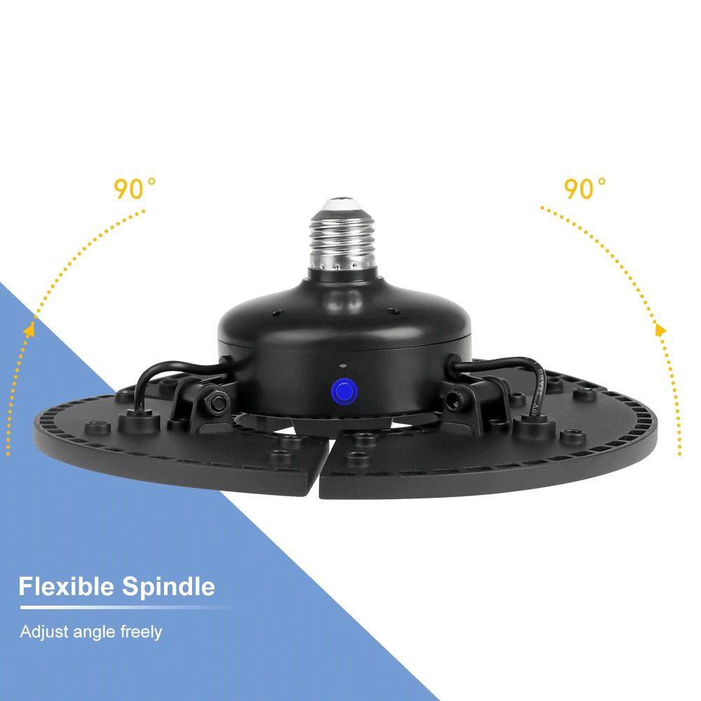 LED Deformable Garage Light 60W-120W - E26/E27 Waterproof High Bay Ceiling Lamp - Home Fusion