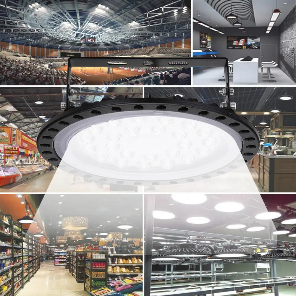 100-500W Ultraslim UFO LED High Bay Light 110V Garage Shop Lights IP65 Commercial Lighting USA Warehouse Led High Bay Lamp - Home Fusion