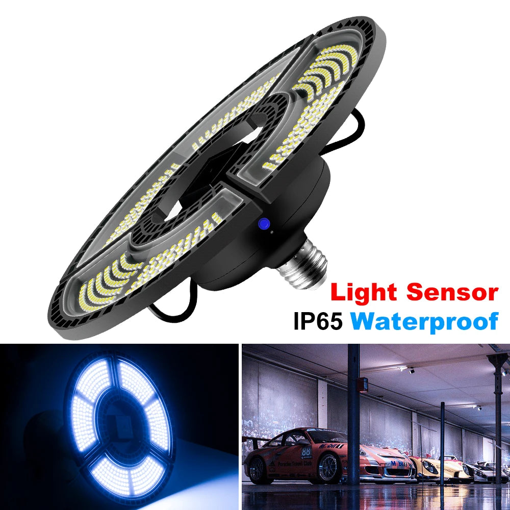 LED Deformable Garage Light 60W-120W - E26/E27 Waterproof High Bay Ceiling Lamp - Home Fusion