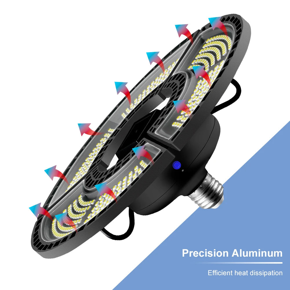 LED Deformable Garage Light 60W-120W - E26/E27 Waterproof High Bay Ceiling Lamp - Home Fusion