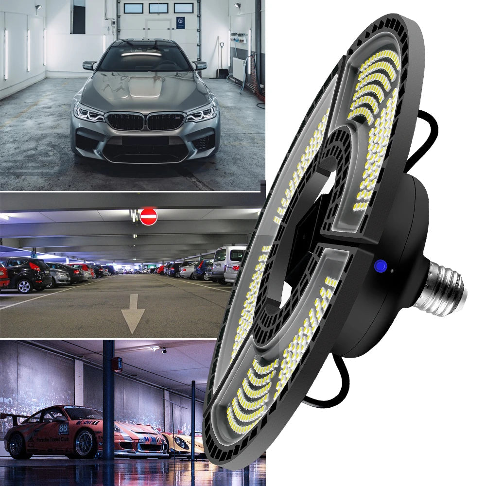 LED Deformable Garage Light 60W-120W - E26/E27 Waterproof High Bay Ceiling Lamp - Home Fusion