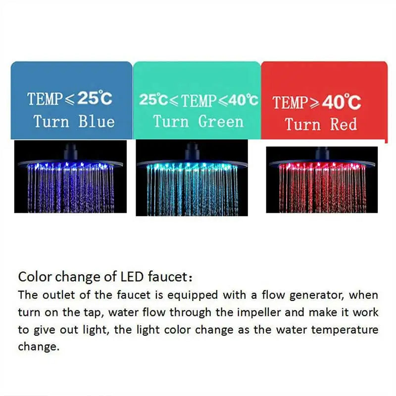 Chrome LED Light Bathroom Shower Head 16 inch Big Rainfall Shower Faucets Accessory Top Square Brass Ultra-thin Shower Head - Home Fusion