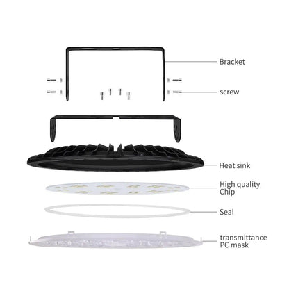100-500W Ultraslim UFO LED High Bay Light 110V Garage Shop Lights IP65 Commercial Lighting USA Warehouse Led High Bay Lamp - Home Fusion