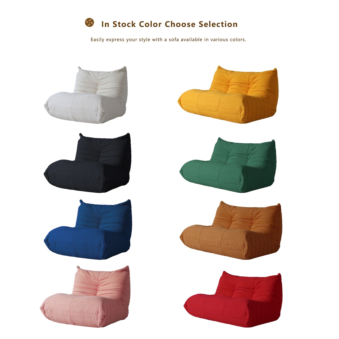 Collection of bean bag chairs in various colors on a white background Red Living Room Sofa Set – 1/2/3 Seater + Ottoman Sectional Couch. 076823-f9.myshopify.com