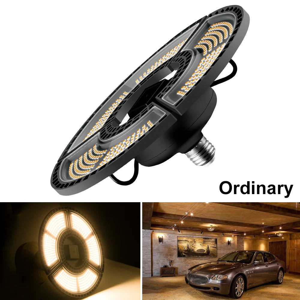 LED Deformable Garage Light 60W-120W - E26/E27 Waterproof High Bay Ceiling Lamp - Home Fusion