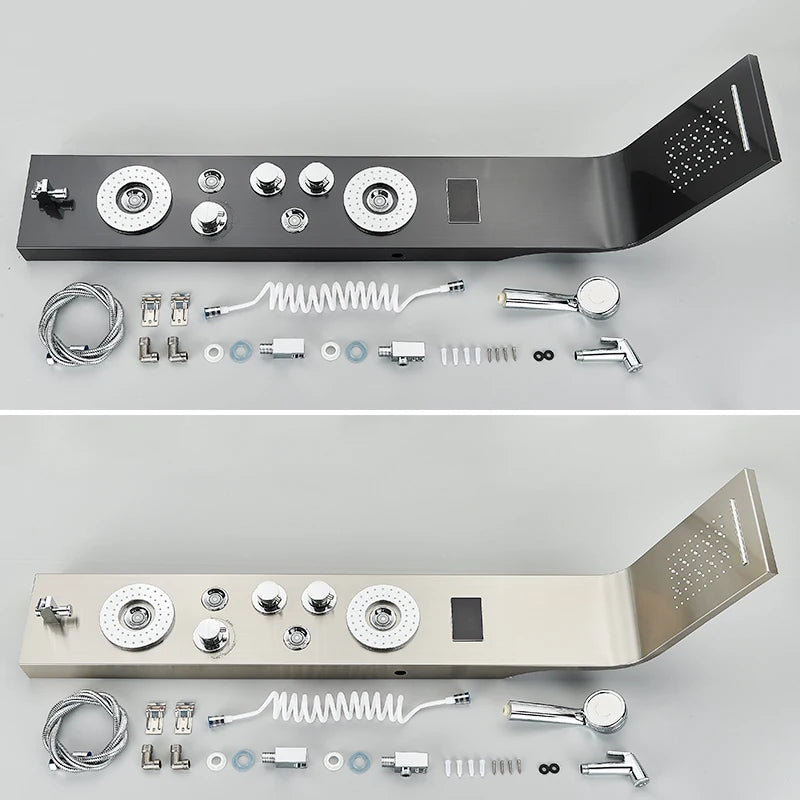 LED Light Bathroom Shower Panel Intelligent LCD Shower Column System with 6 Modes Rain Waterfall Massage Jet Bath Mixer Tap - Home Fusion