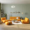 Modern living room with orange sofa, coffee table, and decorative items. Red Living Room Sofa Set – 1/2/3 Seater + Ottoman Sectional Couch. 076823-f9.myshopify.com