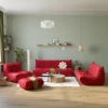 Modern living room with red sofa, coffee table, and decorative items. Red Living Room Sofa Set – 1/2/3 Seater + Ottoman Sectional Couch. 076823-f9.myshopify.com