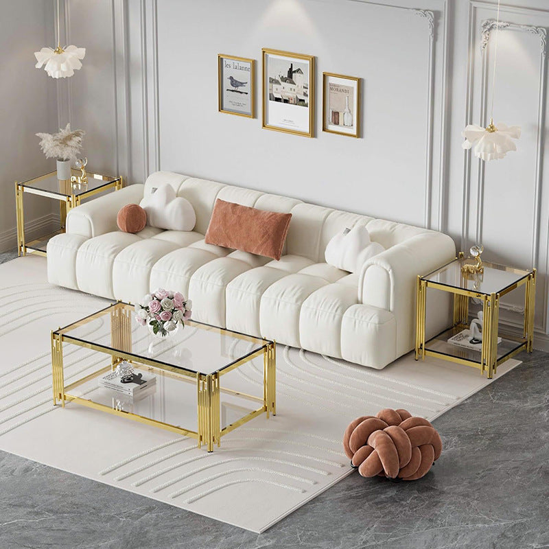 Marble TV Cabinet Coffee Table Simple Light Luxury Floor-Standing Coffee Table TV Cabinet Combination Coffee Table Advanced Sense