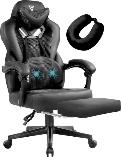Ergonomic Gaming Chairs for Adults Heavy People, Massage Office Desk Computer Chair with Footrest and Lumbar Support - Home Fusion