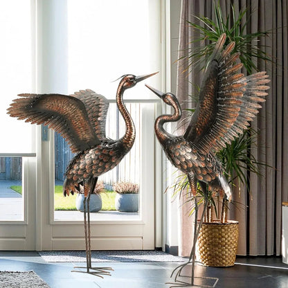 Garden Statue Outdoor Metal Heron Crane Yard Art Sculpture for Lawn Patio Backyard Decoration,46 inch (2-Pack) Home Fusion
