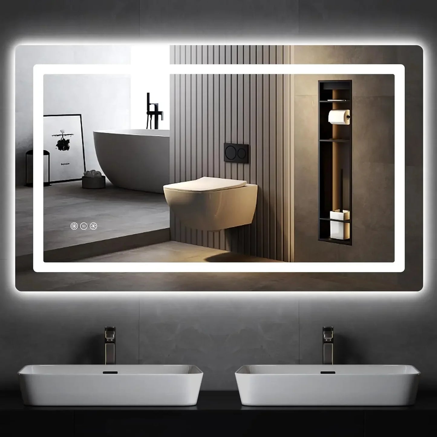 44398125645995 Mirror cabinet, bathroom vanity mirror, wall mirror with light, dimmable front and rear mirrors, double LED lights anti-fog 076823-f9.myshopify.com