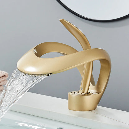 Rozin Luxury Black Basin Faucet Grey Bathroom Waterfall Mixer Tap Brass Deck Mount Modern Style Hot Cold Water Sink Mixer Crane - Home Fusion