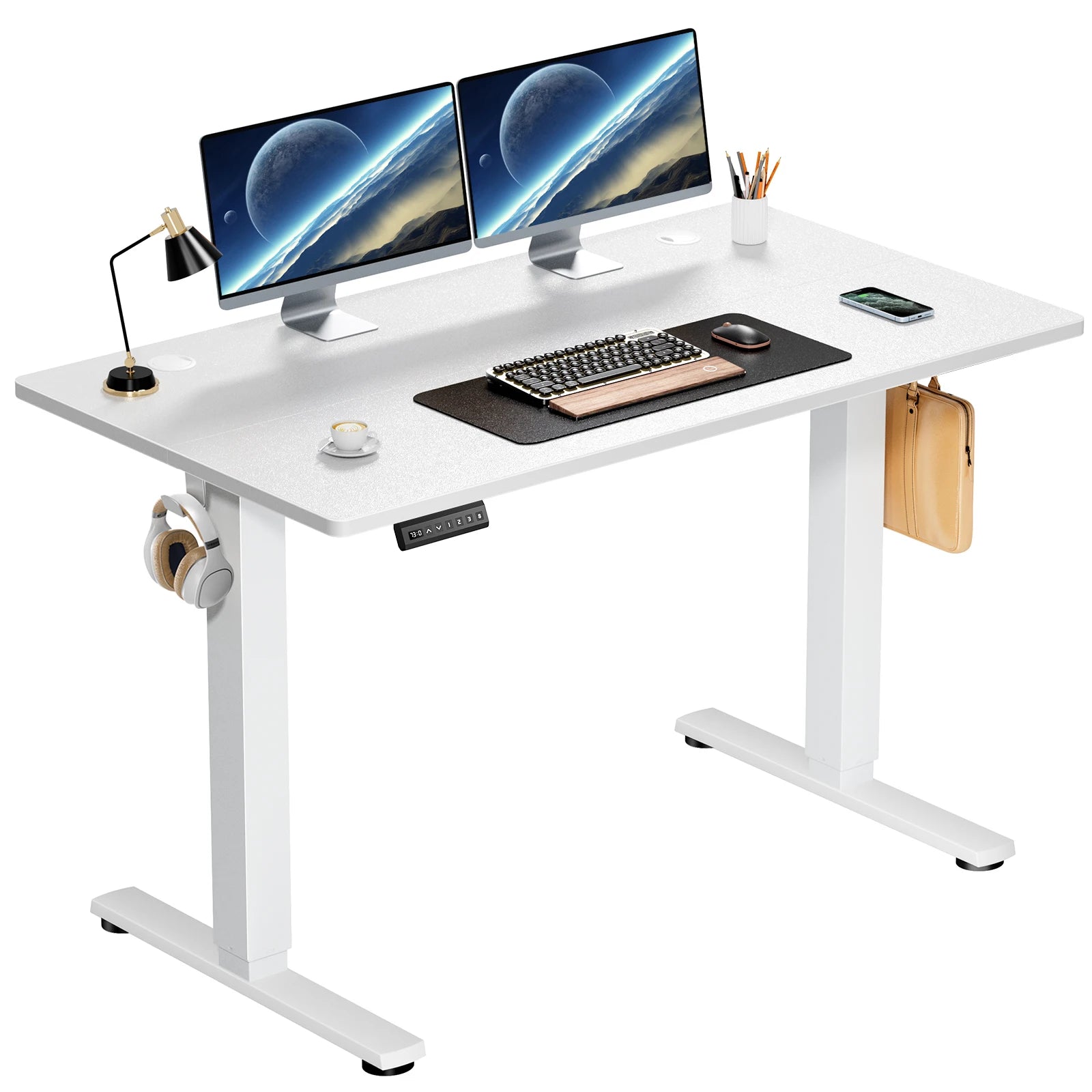 JHK Electric Standing Desk Height Adjustable 40x24 Inch Stand Up Sit Stand Computer Workstation Ergonomic Work Table  Oak - Home Fusion