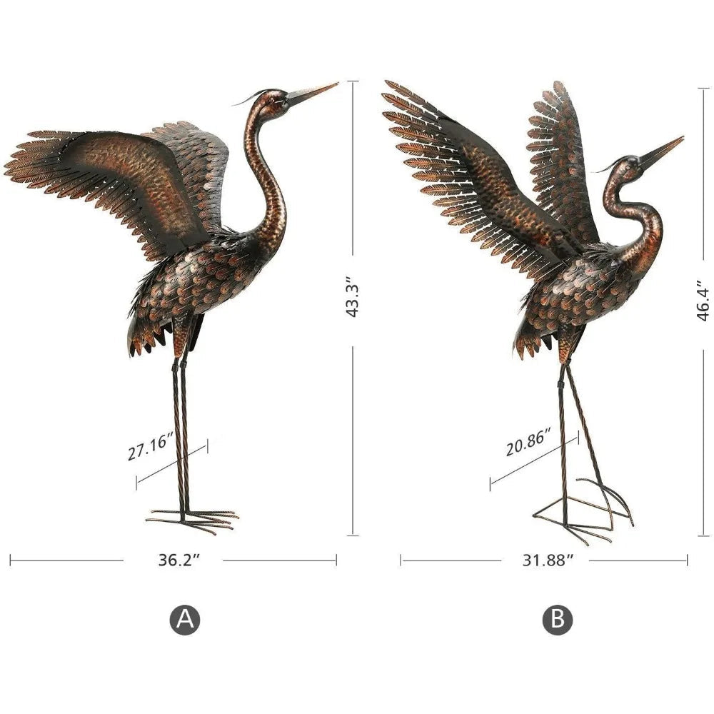 Garden Statue Outdoor Metal Heron Crane Yard Art Sculpture for Lawn Patio Backyard Decoration,46 inch (2-Pack) Home Fusion