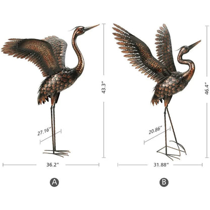 Garden Statue Outdoor Metal Heron Crane Yard Art Sculpture for Lawn Patio Backyard Decoration,46 inch (2-Pack) Home Fusion