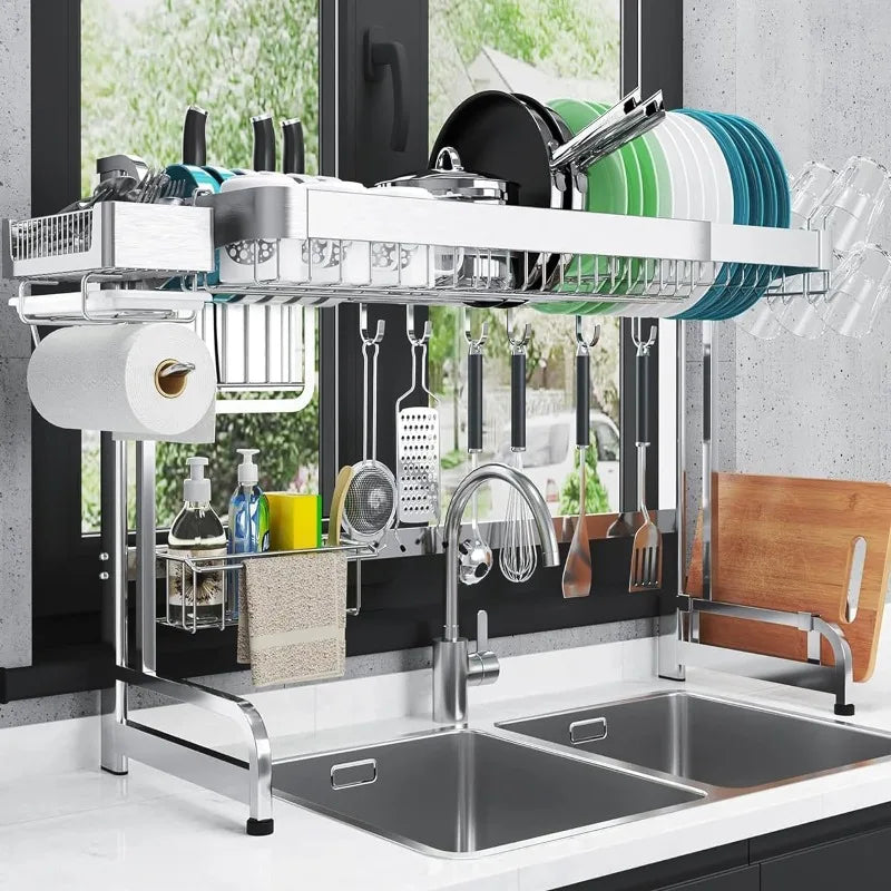 Large Over Sink Dish Rack kitchen Organizers - Home Fusion