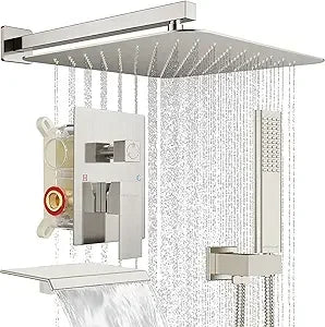 EMBATHER Shower System with Tub Spout,10 Inches Tub Shower Faucet Set For Bathroom,High Pressure Rain Shower with Handheld Spray - Home Fusion