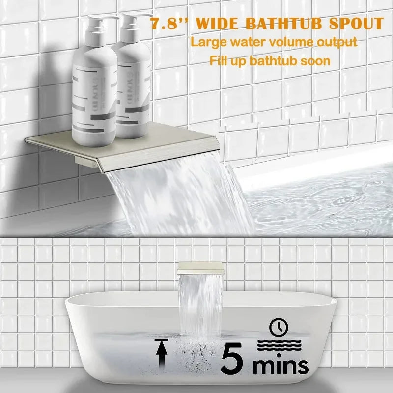 EMBATHER Shower System with Tub Spout,10 Inches Tub Shower Faucet Set For Bathroom,High Pressure Rain Shower with Handheld Spray - Home Fusion