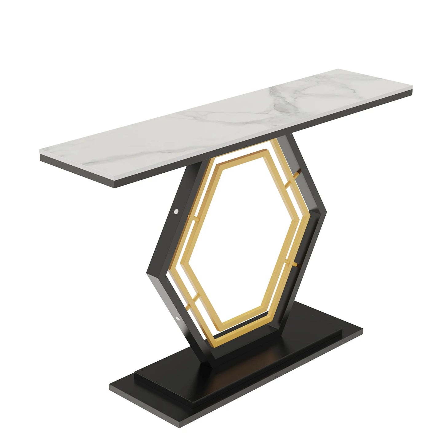 Metal Console Table, Couch Table, Sintered Stone Table Top, Narrow Hallway Tables for Entryway, Front Hall, Hallway, Living Room - Home Fusion