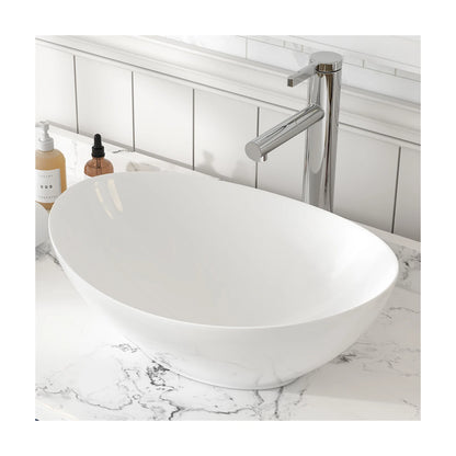 Vessel Sink, Above Countertop  Sink Rectangular/Egg Shape  White - Home Fusion