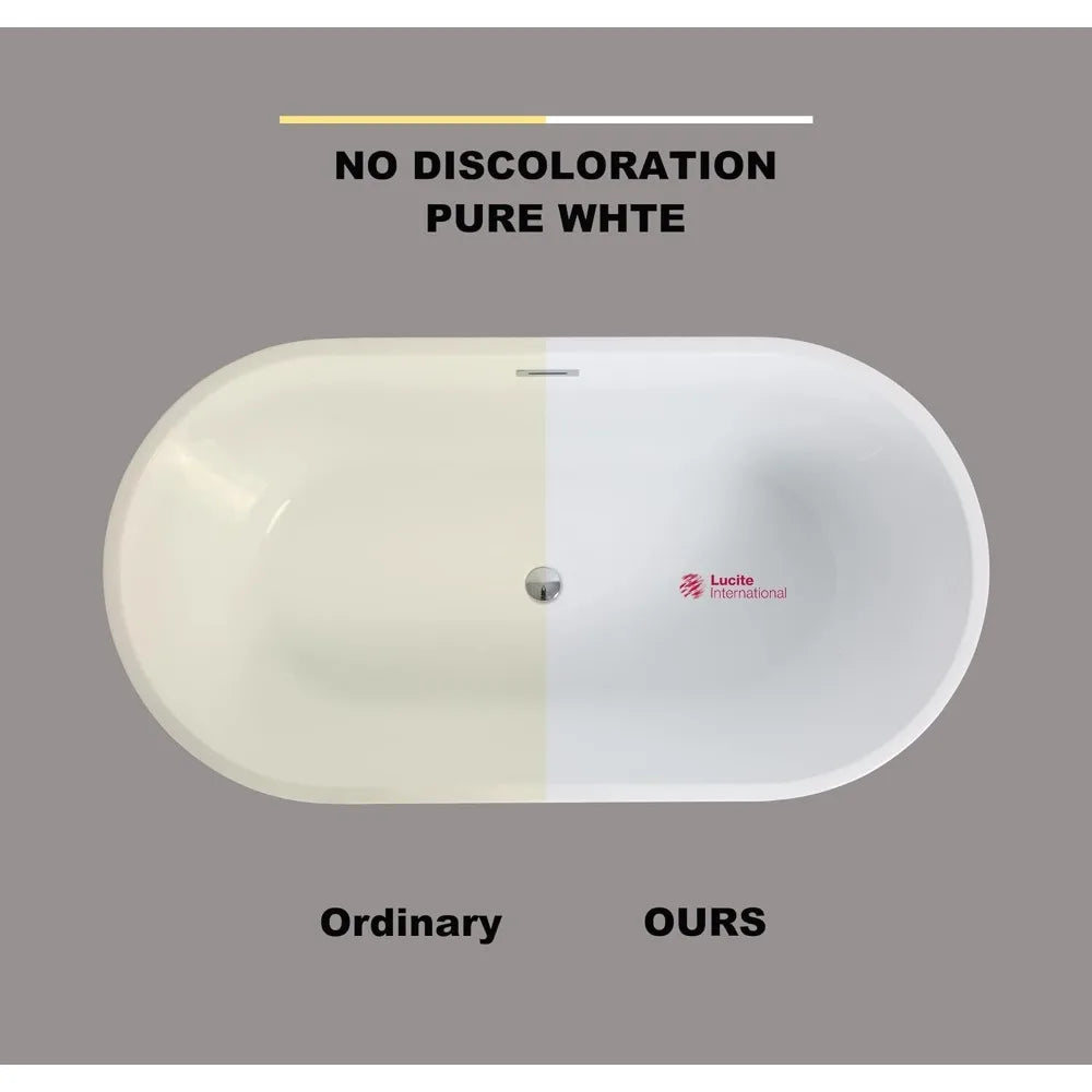 reestanding Bathtub Contemporary Soaking with Chrome Overflow and Drain, Stylish Modeling Design Comfortable Soaking Experience - Home Fusion