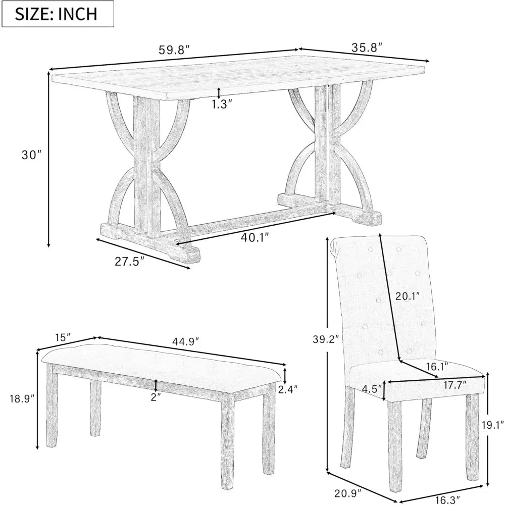 Dining Table Set for 6, Counter Height Dining Table Set, 6 Piece Dining Room Table Set for Kitchen and Living Room Furniture - Home Fusion