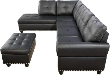 Transitional PU Faux Leather Leather Sectional Sofa with Lift-top Storage Ottoman for Living Room in Black Finish Home Fusion Transitional PU Faux Leather Leather Sectional Sofa with Lift-top Storage Ottoman for Living Room in Black Finish 076823-f9.myshopify.com