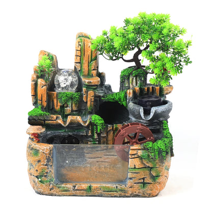 Desktop Fountain Waterfall Resin Fountain Decoration Home Office Decoration - Home Fusion