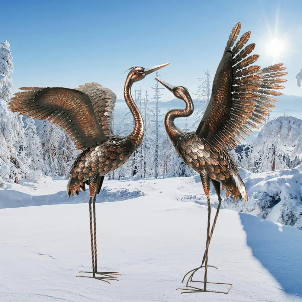 Garden Statue Outdoor Metal Heron Crane Yard Art Sculpture for Lawn Patio Backyard Decoration,46 inch (2-Pack) Home Fusion