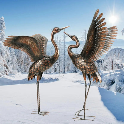 Garden Statue Outdoor Metal Heron Crane Yard Art Sculpture for Lawn Patio Backyard Decoration,46 inch (2-Pack) Home Fusion