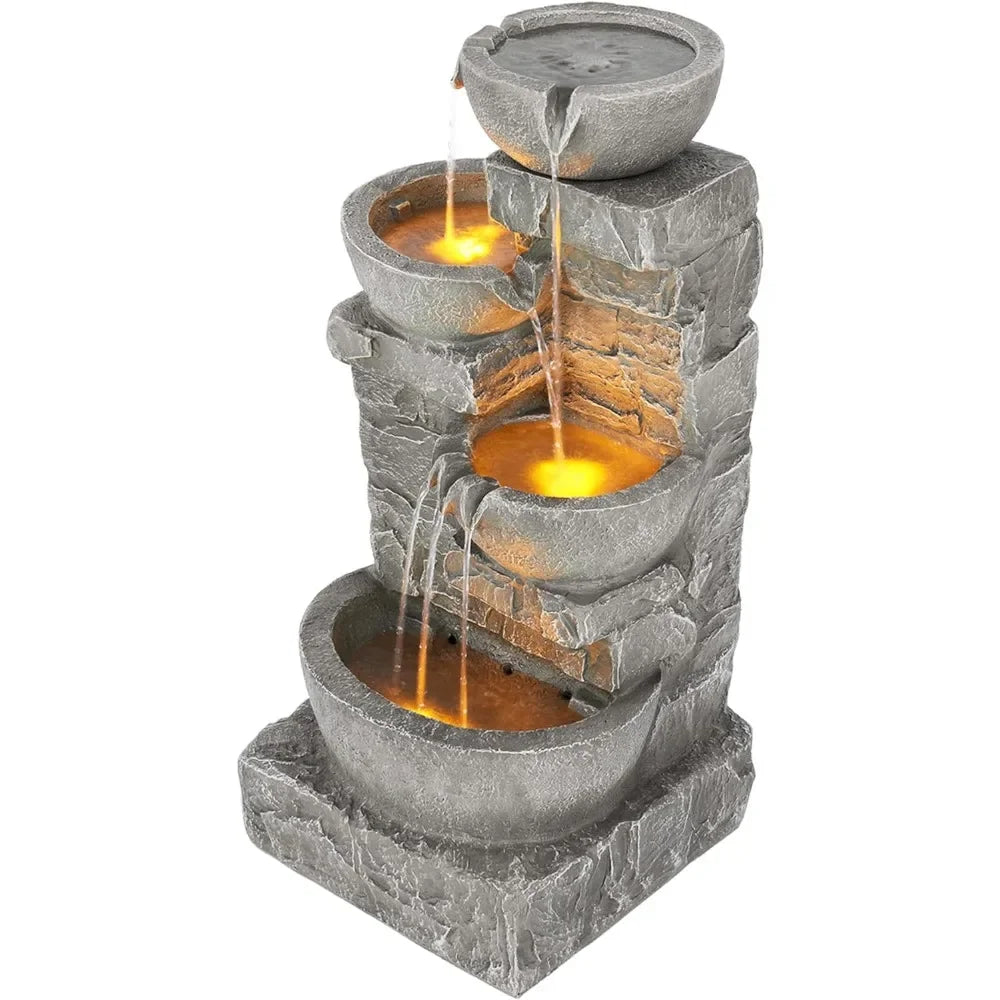 44465232576683 33.25 in. Cascading Bowls and Stacked Stones LED Outdoor Water Fountain for Gardens, Landscaping, Patios, Balconies 076823-f9.myshopify.com