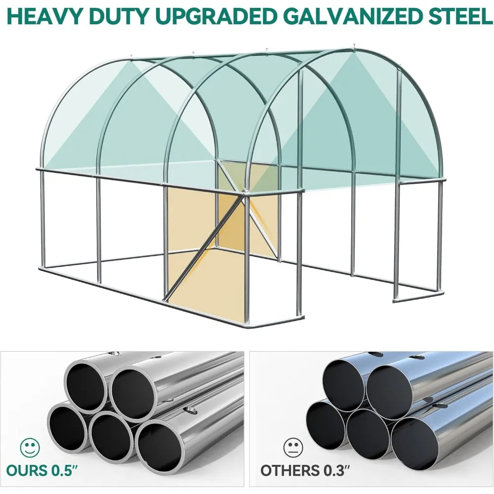 10x6.5x6.5ft Greenhouses Large Walk-in Green House Heavy Duty Tunnel Green Houses Outdoor Portable Plant Gardening Upgraded - Home Fusion