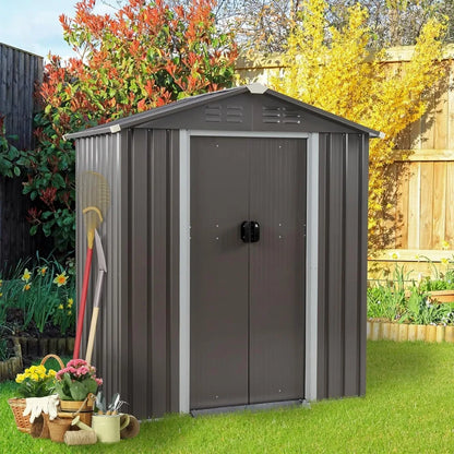 5 x 3 x 6 FT Outdoor Storage Shed Clearance with Lockable Door Metal Garden Shed Steel Anti-Corrosion Storage House - Home Fusion