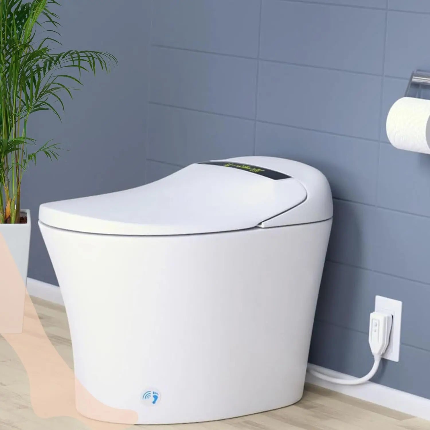 Electronic Bidet Toilet Tankless Toilet with Heated Seat Flush and Advanced Toe Touch Technology Smart Toilet for Bathroom - Home Fusion