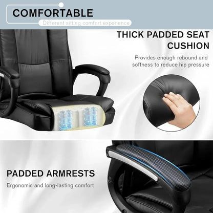 Office Chair, Executive Office Chair Height Adjustable PU Leather Computer Chair, High Back Home Office Desk Chairs - Home Fusion