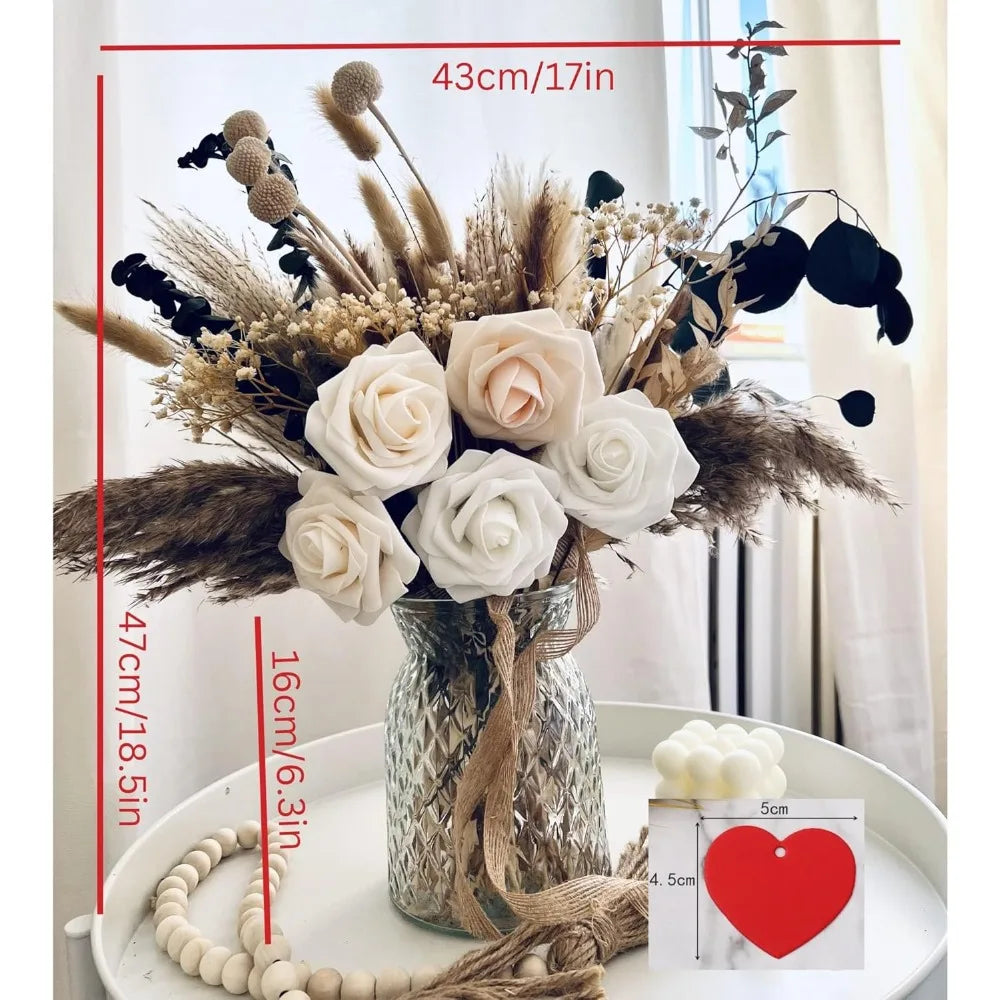 Pampas Grass with Vase Included for Dining Table Centerpiece - Home Fusion