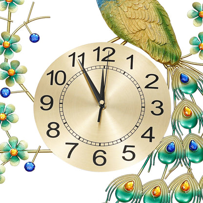 Exquisite Retro Decorations Peacock Wall Clock 75*65cm for Decorating Living Room and Dining Room Special Gift - Home Fusion