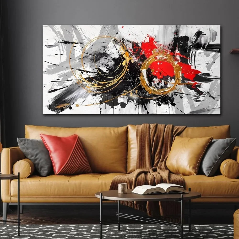 Decorative Paintings Large Abstract Art Wall  Black and White Canvas Wall Art Decorative Pictures for Living Room Home Decor - Home Fusion
