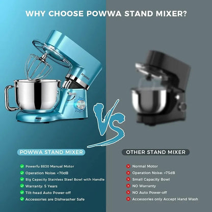 Stand Mixer, 7.5 QT Electric Mixer, 6+P Speed 660W Household Tilt-Head Kitchen Food Mixers with Whisk, Dough Hook Home Fusion
