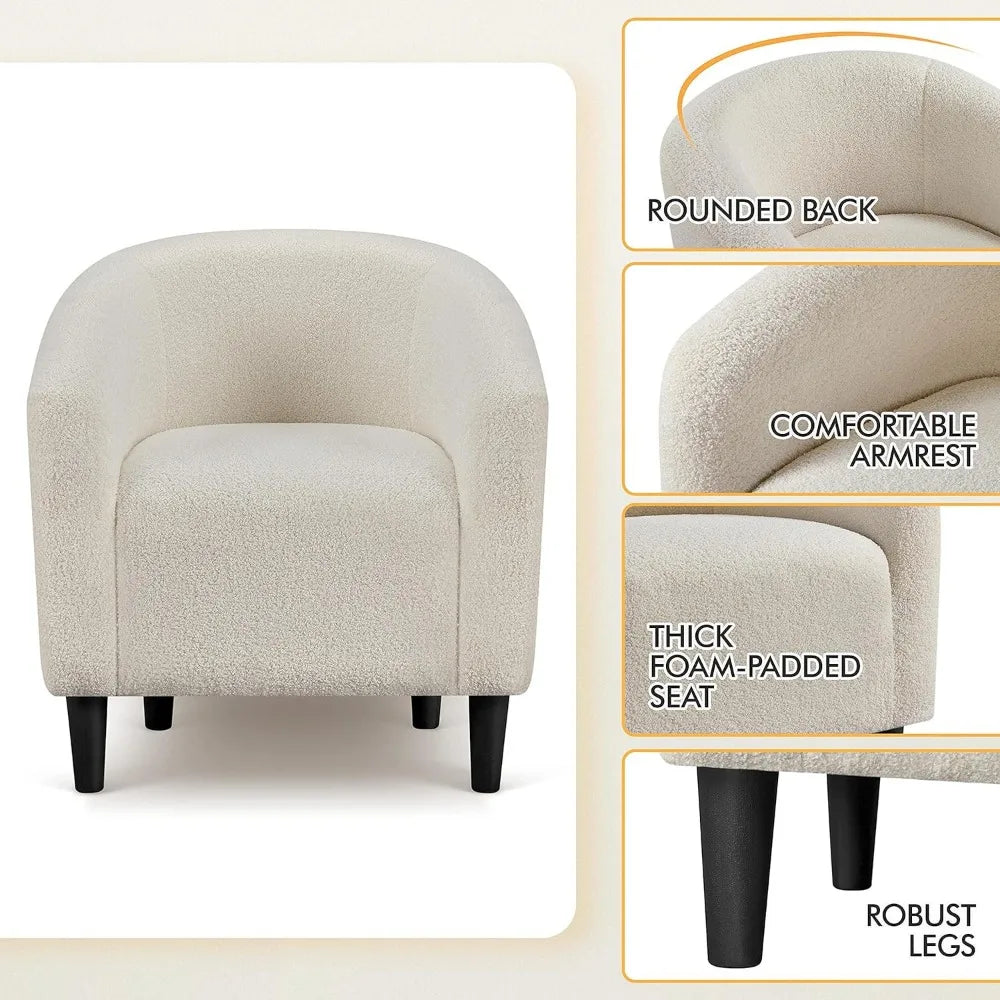 Living Room Chair Set of 2 with Soft Padded Armrest, Furry Accent Chairs, Living Room Chair - Home Fusion