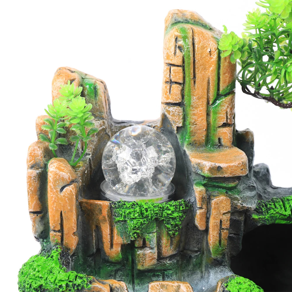 Desktop Fountain Waterfall Resin Fountain Decoration Home Office Decoration - Home Fusion