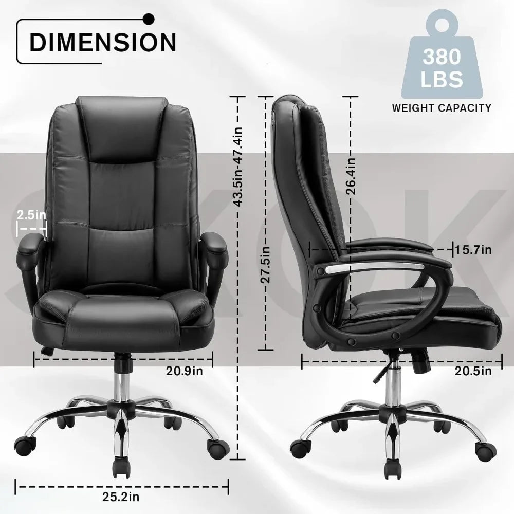 Office Chair, Executive Office Chair Height Adjustable PU Leather Computer Chair, High Back Home Office Desk Chairs - Home Fusion