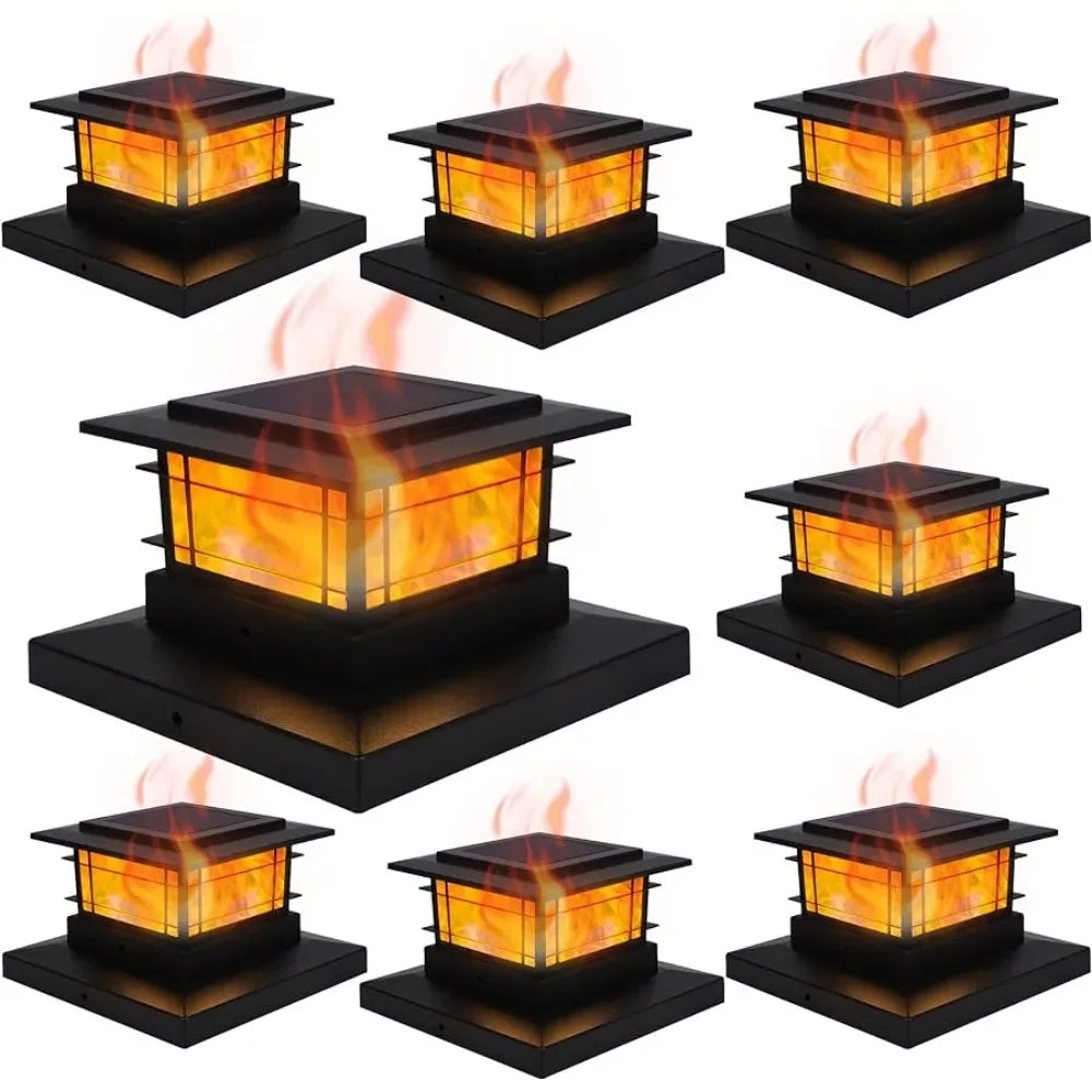 solar lamp 8 Pack Solar Flame Post Lights Outdoor, High Brightness Flickering Flame SMD LED Lighting Decor, Fit 4x4, 5x5 or 6x6Wooden Posts 076823-f9.myshopify.com
