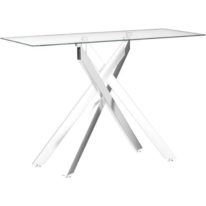 Modern Style Console Table Narrow Sofa Table with Tempered Glass Top and Metal Tubular Legs, 45" Lx18 Wx30 H, Silver Home Fusion Modern Style Console Table Narrow Sofa Table with Tempered Glass Top and Metal Tubular Legs, 45" Lx18 Wx30 H, Silver 076823-f9.myshopify.com