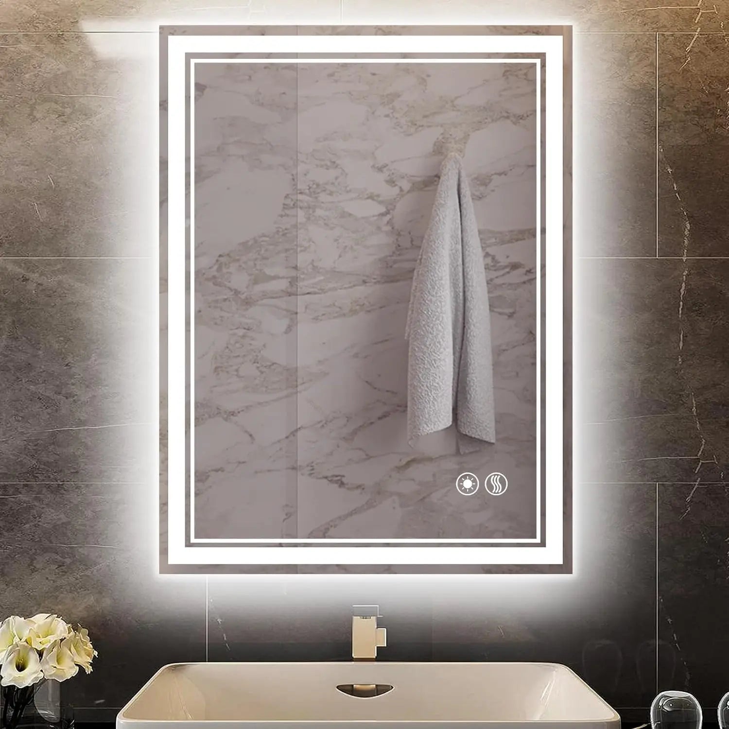 44375243325611 LED Mirror for Bathroom  with LED Lights Anti-Fog Dimmable 3 Colors Front and Backlit Lights LED Bathroom 076823-f9.myshopify.com